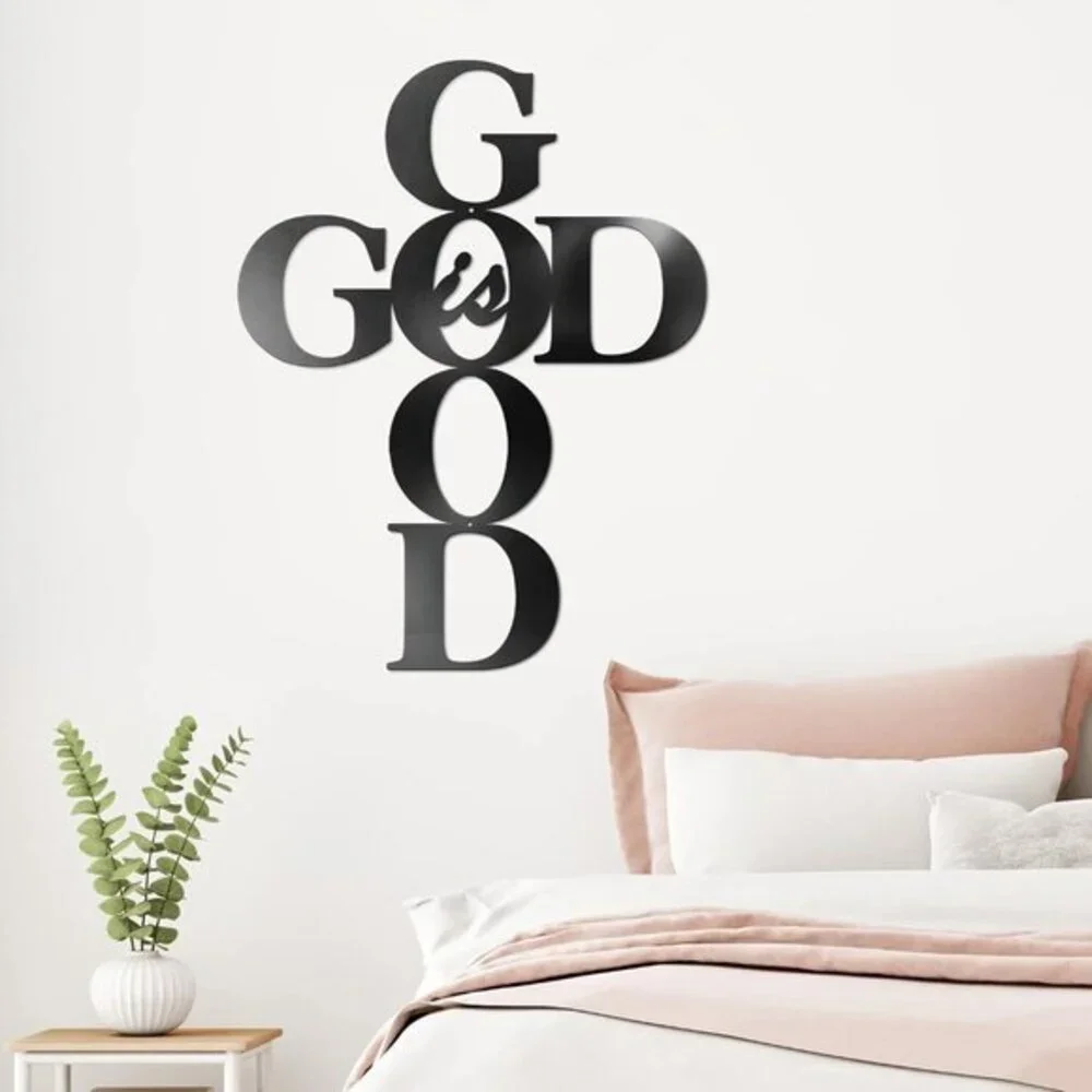 God is Good Metal Signs Decor, Black Metal‎ Cross God is Good Sign Wall Decor